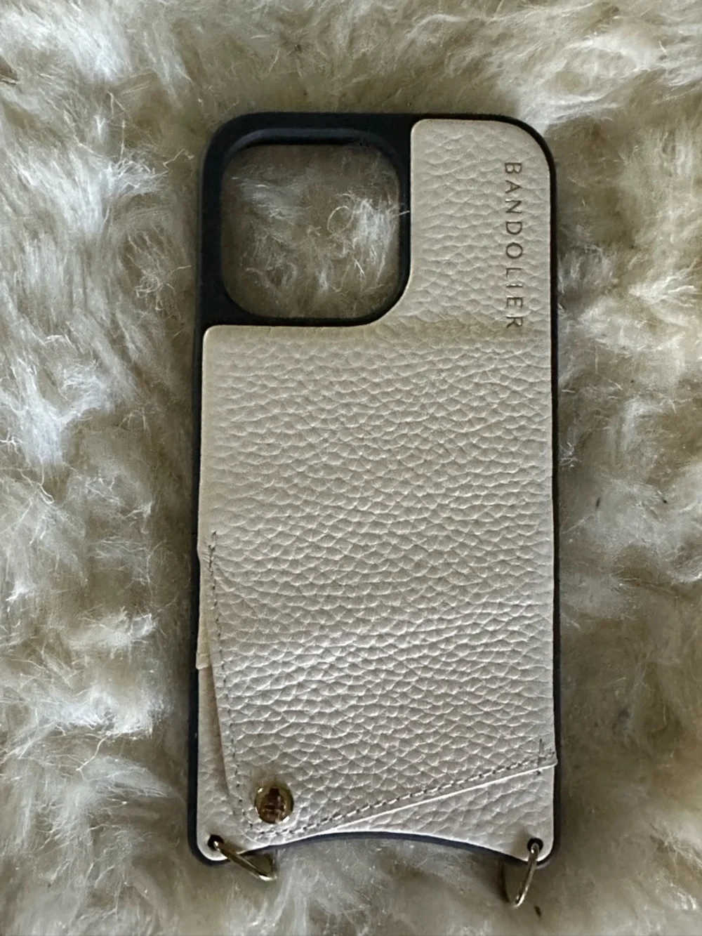 Bandolier iPhone 13 Pro Emma leather phone case in ivory / cream - NO STRAP